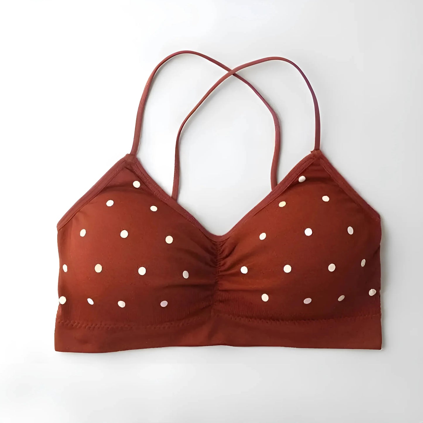 Marrone Bralette a Pois