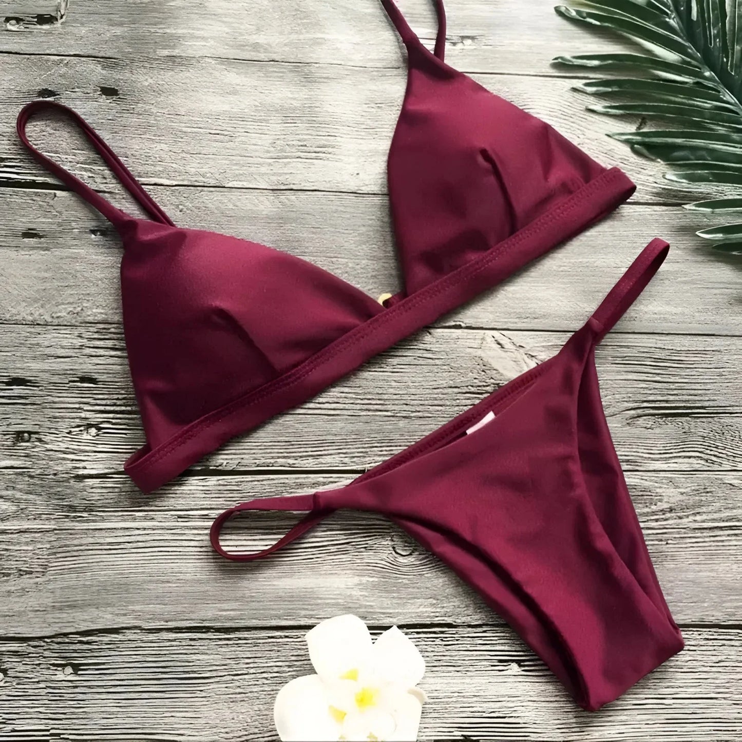 Borgogna Set bikini a triangolo in due pezzi