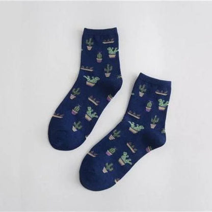 Calze lunghe a cactus - blu navy / 35-39