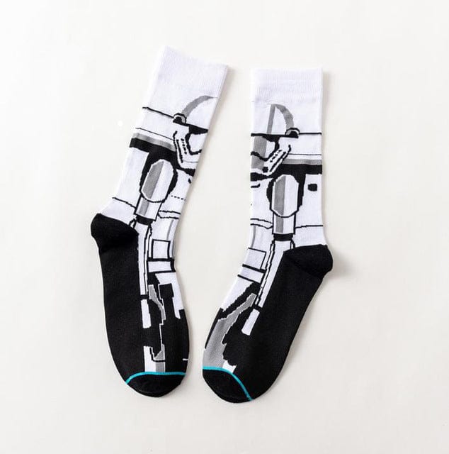 Calzini lunghi maschili con eroi di star wars - bianco / 38-44