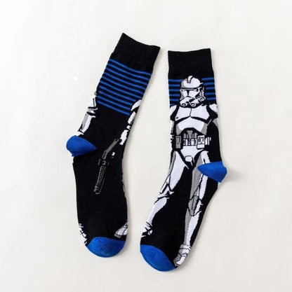 Calzini lunghi maschili con eroi di star wars - blu / 38-44