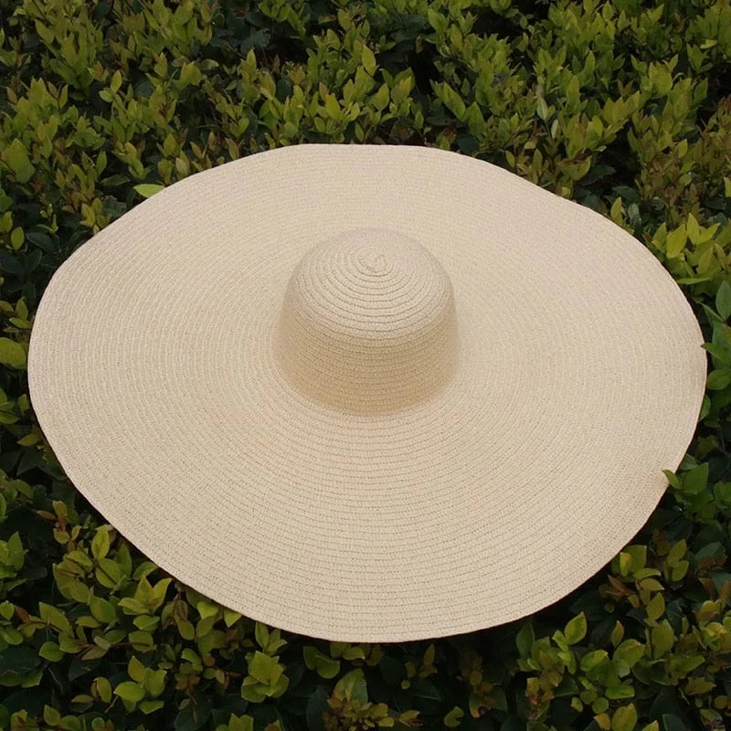 Cappello da spiaggia con ampio bordo - beige