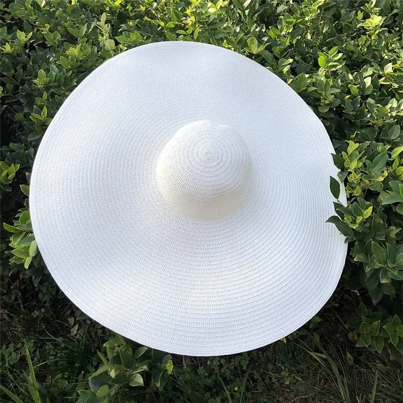 Cappello da spiaggia con ampio bordo - bianco