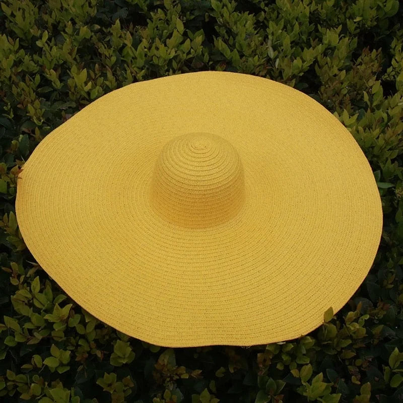 Cappello da spiaggia con ampio bordo - giallo