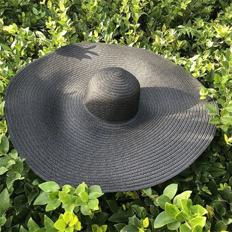 Cappello da spiaggia con ampio bordo - nero