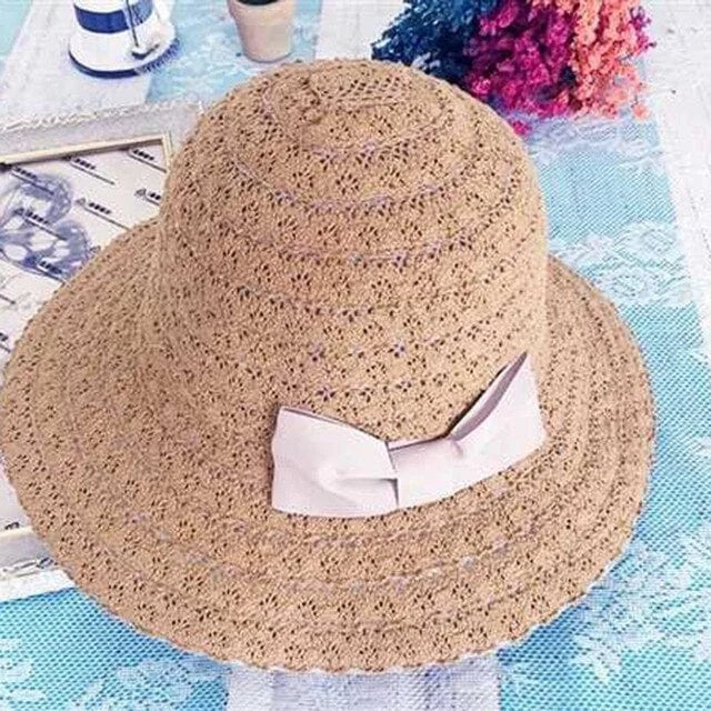 Cappello da spiaggia con fiocco - beige / universale