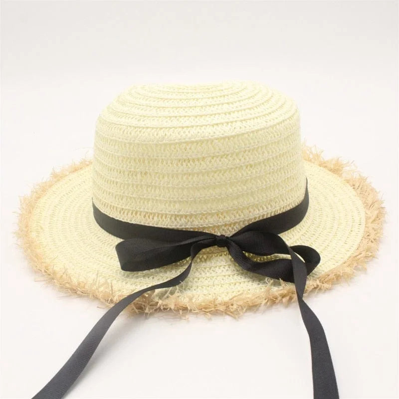 Cappello da spiaggia con fiocco - bianco / universale