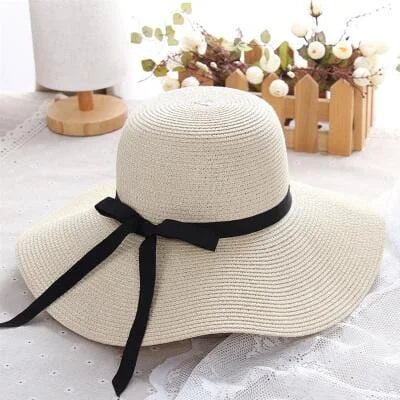 Cappello da spiaggia con fiocco - ecru / universale