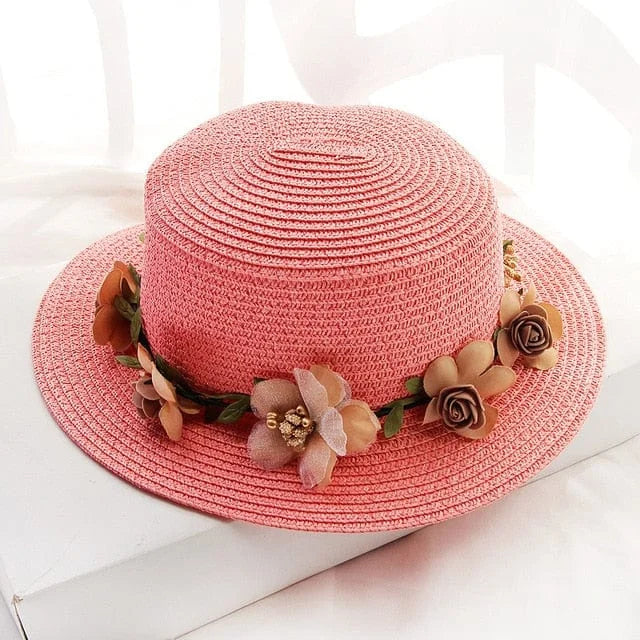 Cappello da spiaggia con fiori