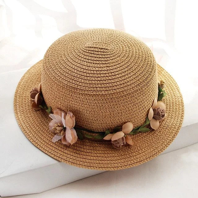 Cappello da spiaggia con fiori - beige / universale