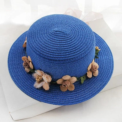 Cappello da spiaggia con fiori - blu navy / universale