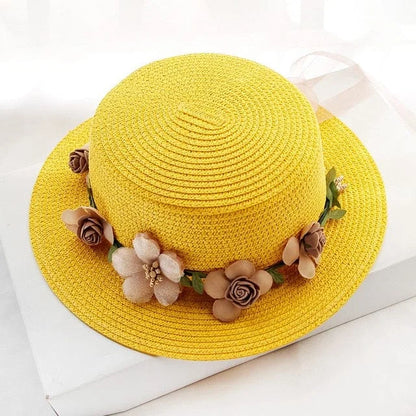 Cappello da spiaggia con fiori - giallo / universale