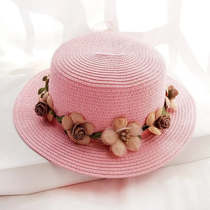 Cappello da spiaggia con fiori - rosa / universale