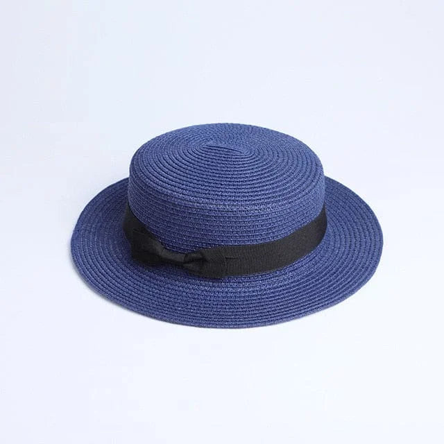 Cappello da spiaggia con nastro nero - blu navy / universale