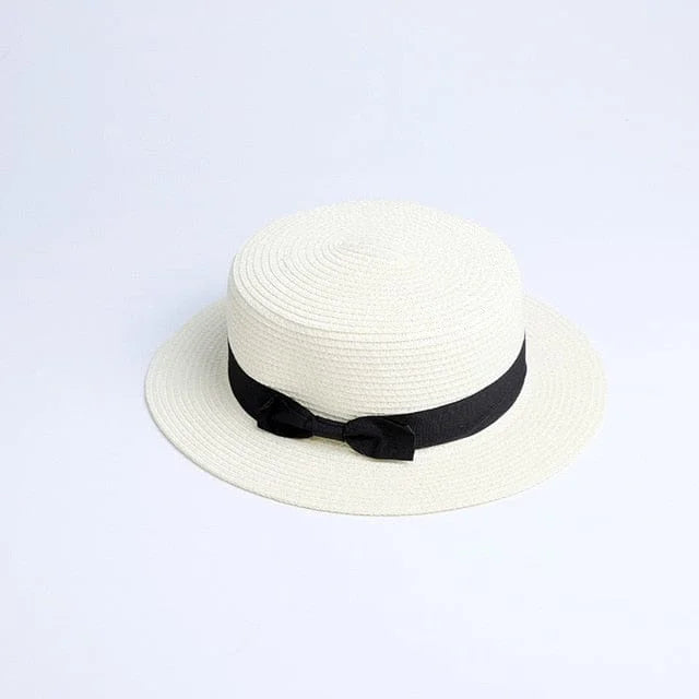 Cappello da spiaggia con nastro nero - cremoso / universale