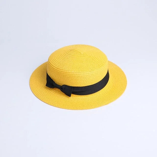 Cappello da spiaggia con nastro nero - giallo / universale