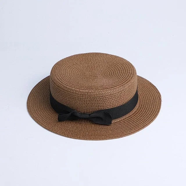 Cappello da spiaggia con nastro nero - marrone / universale