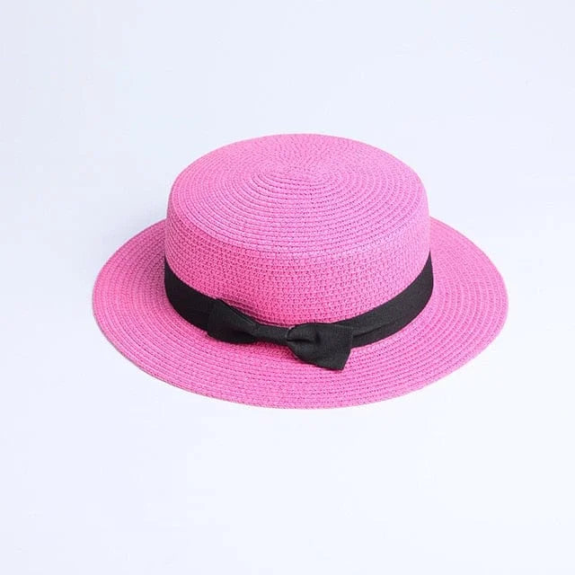 Cappello da spiaggia con nastro nero - rosa / universale