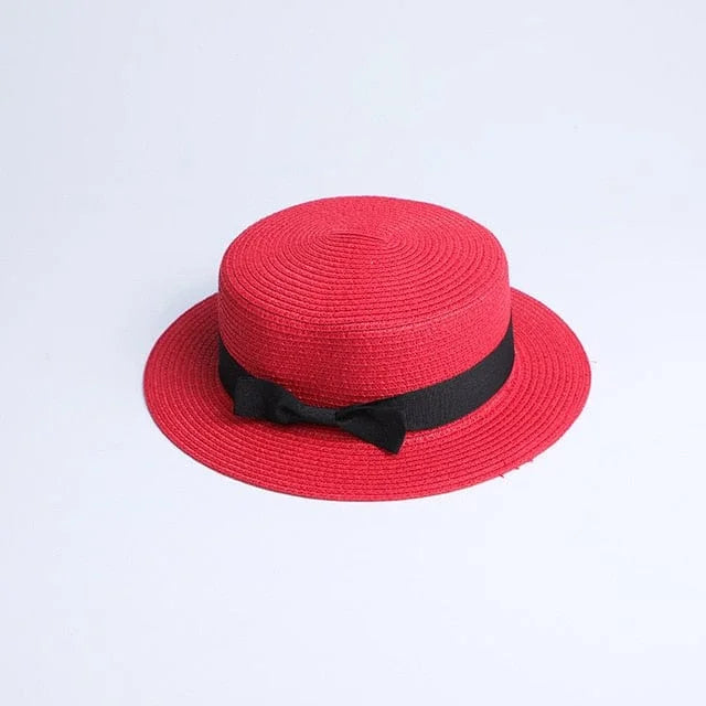 Cappello da spiaggia con nastro nero - rosso / universale