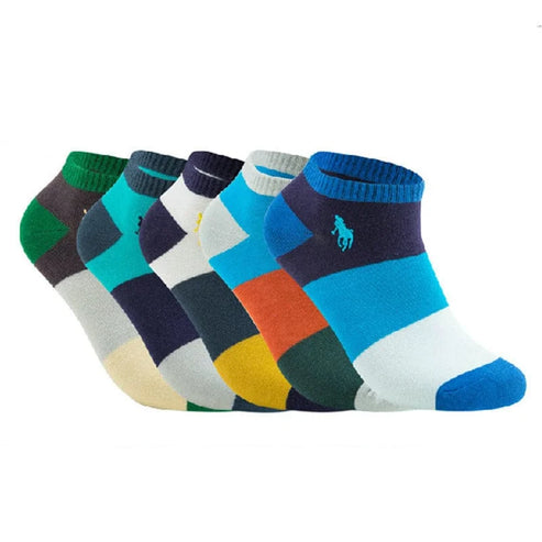 Confezione da 5 calzini maschili alla caviglia con righe colorate - multicolore / 39-44