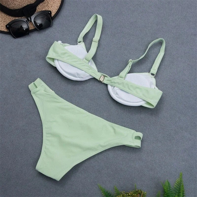 Costume da bagno a due pezzi color menta