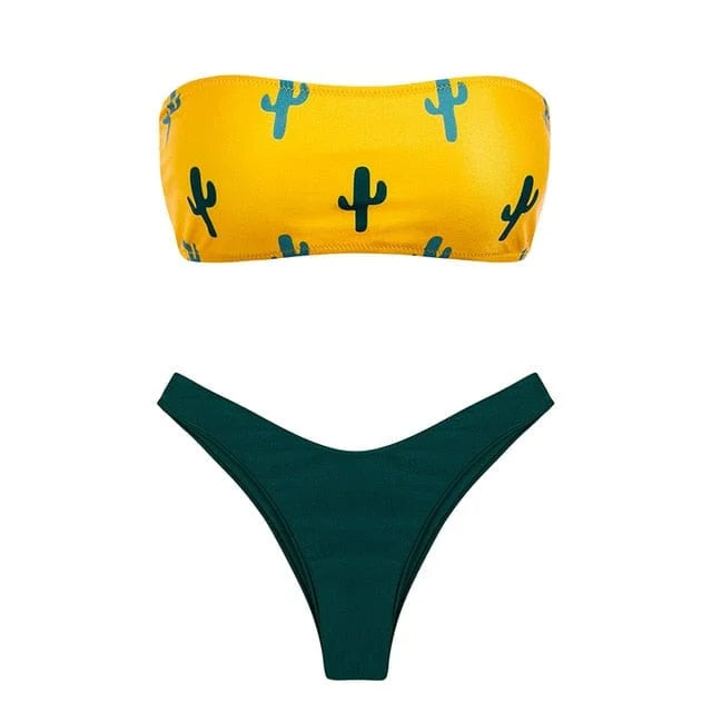 Costume da bagno a due pezzi con fantasie - giallo / s