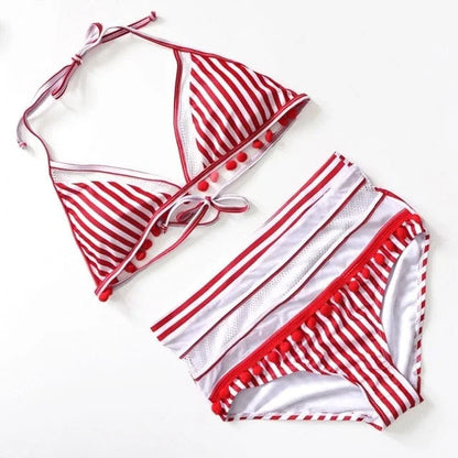 Costume da bagno a due pezzi con inserti decorativi - rosso / s