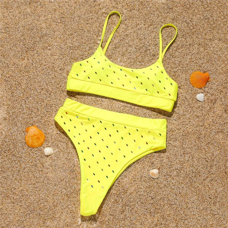 Costume da bagno a pois - giallo / s