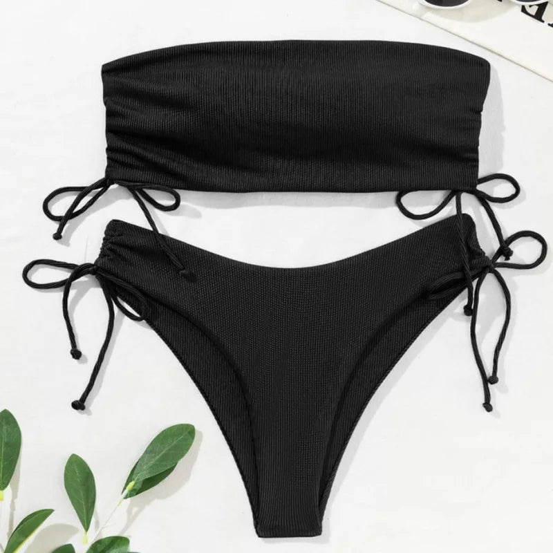 Costume da bagno bikini due pezzi senza spalline