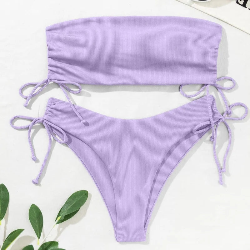 Costume da bagno bikini due pezzi senza spalline