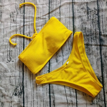 Costume da bagno due pezzi - giallo / s