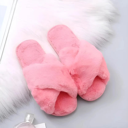 Rosa Scuro Pantofole Fluffy da Donna