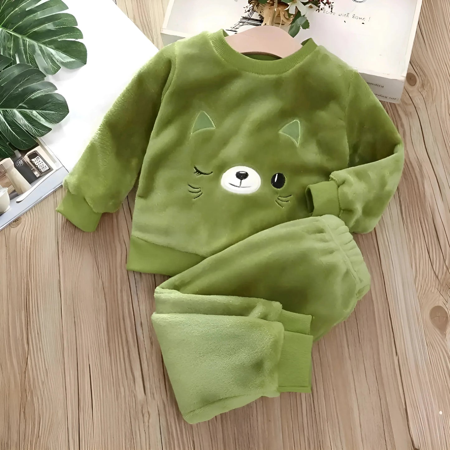 Verde Pigiama in peluche per bambini