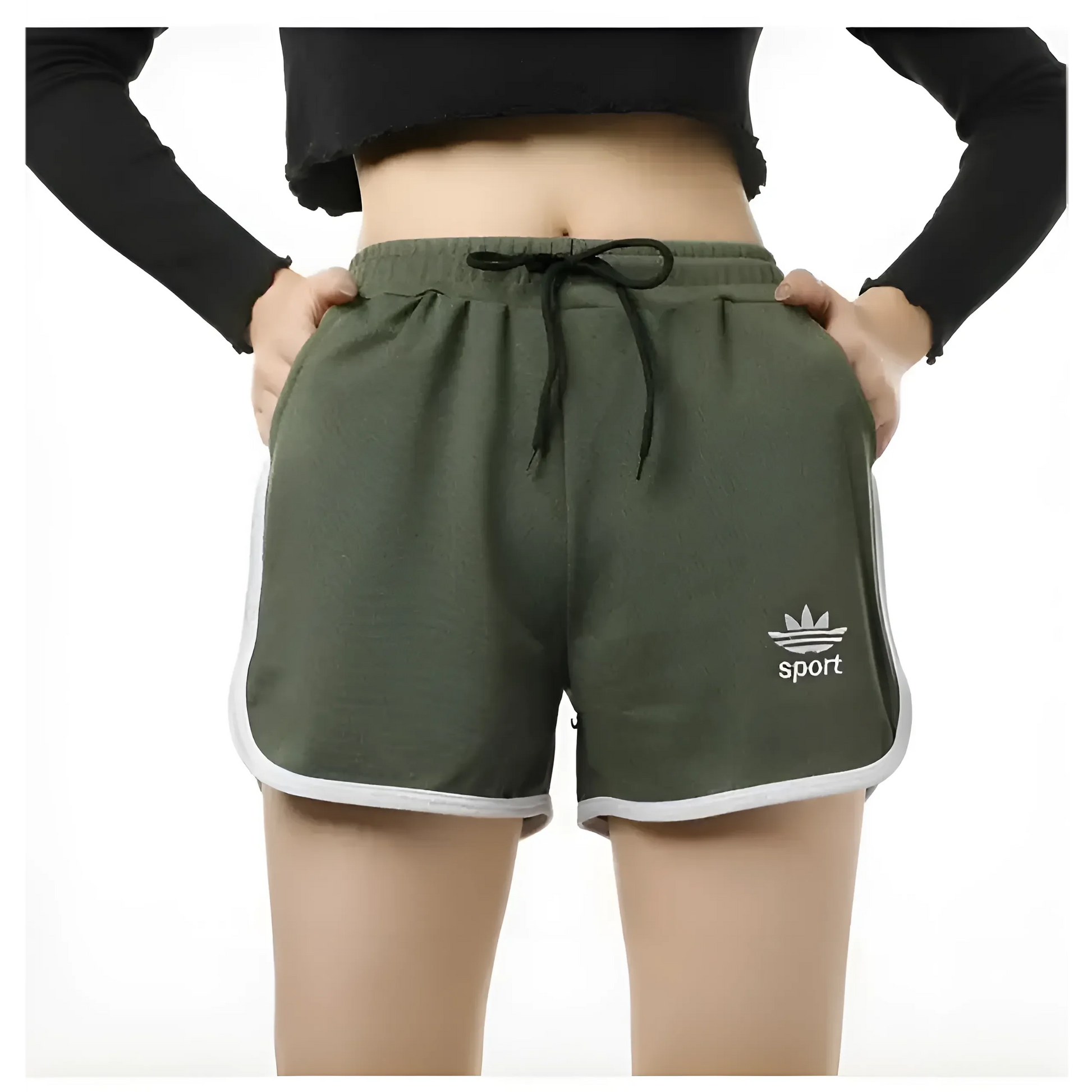 Verde Pantaloni Corti Sportivi Classici