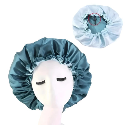 Verde Cappello da notte in satin con cordino regolabile