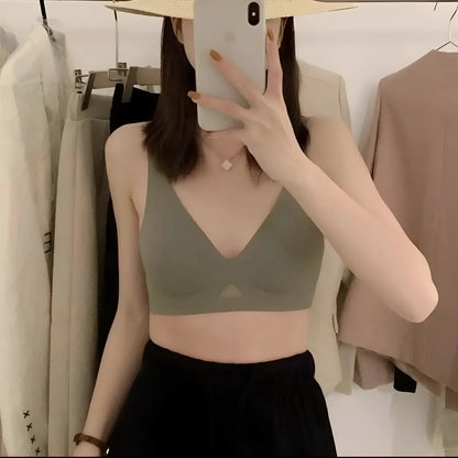 Verde Reggiseno a Coppa Triangolare Senza Cuciture