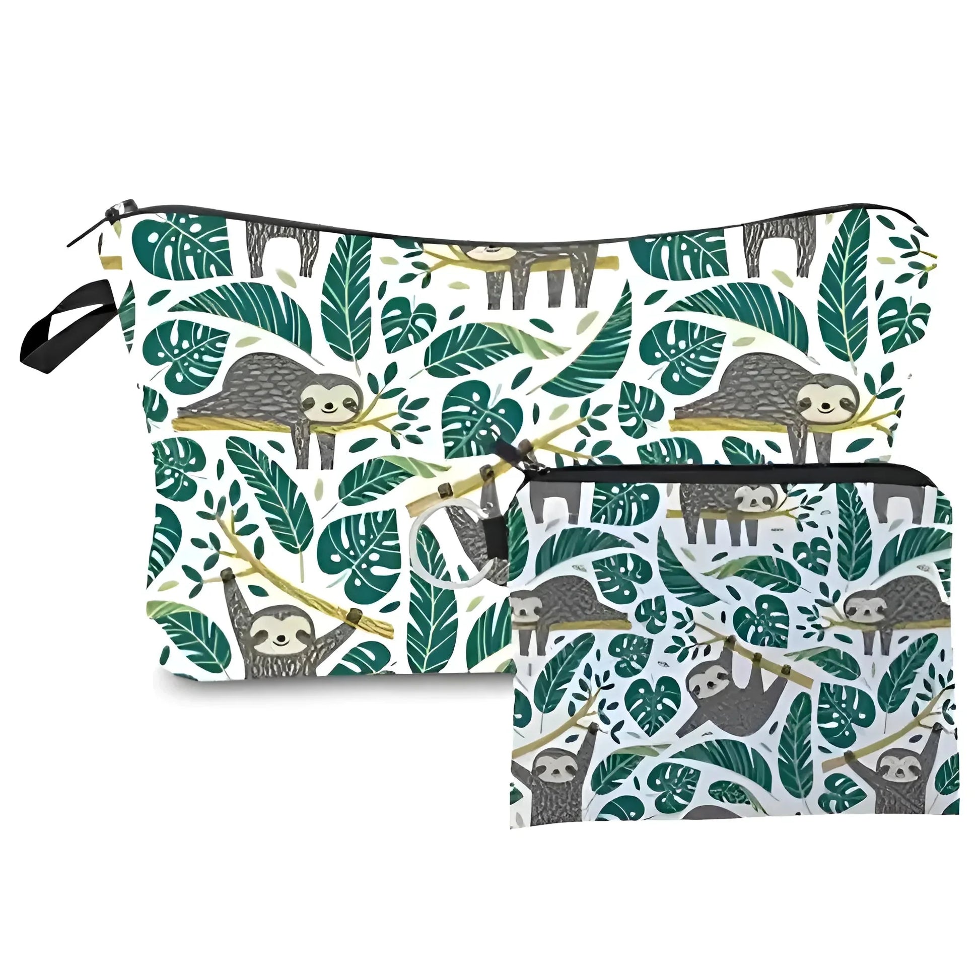 Verde Set di Due Pochette Cosmetiche con Zip