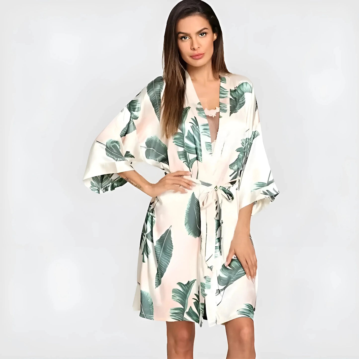 Verde Poncho da donna con stampa tropicale