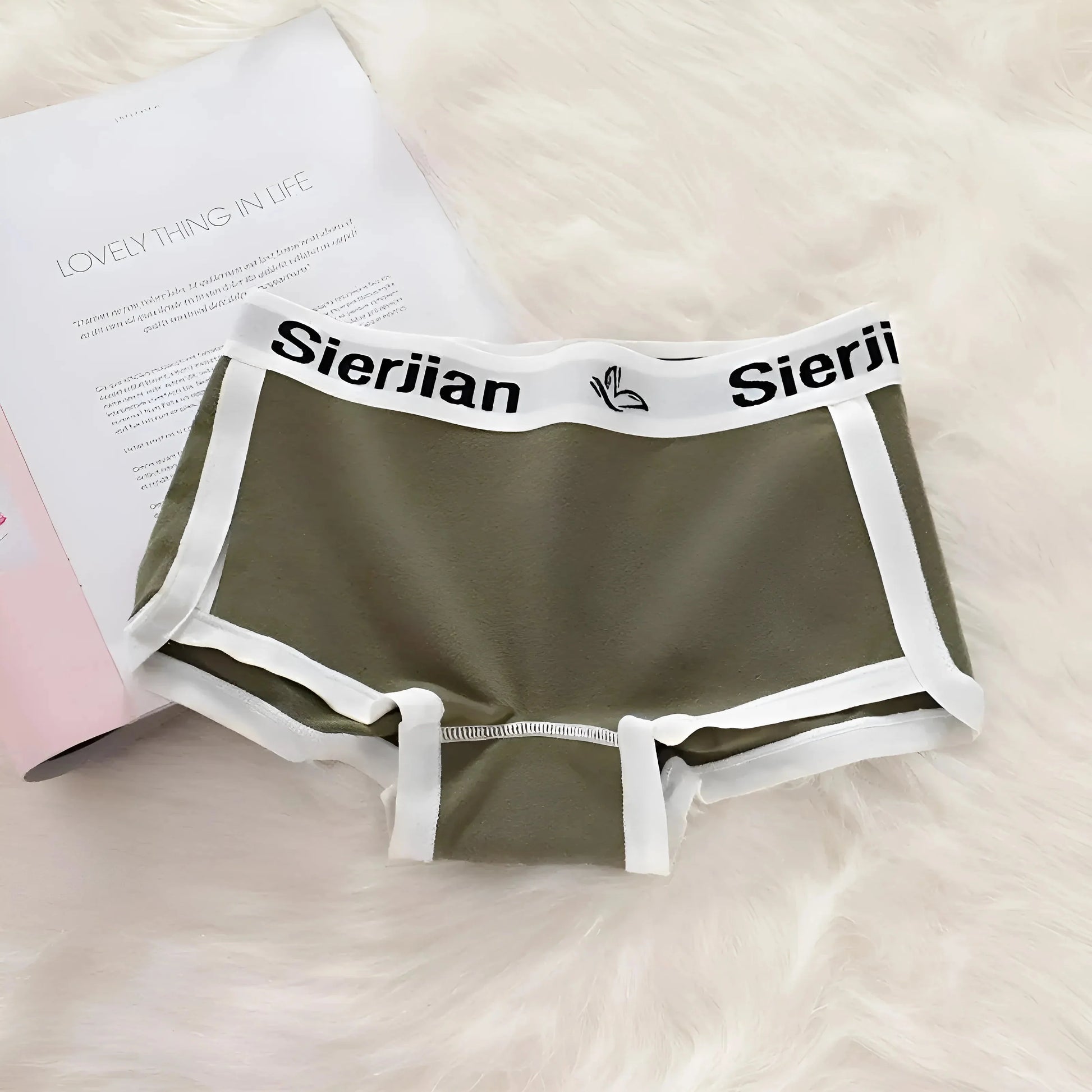 Verde Boxer da donna con piping