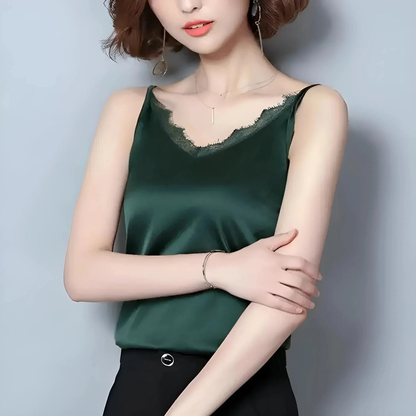 Verde Camisola in satin da donna