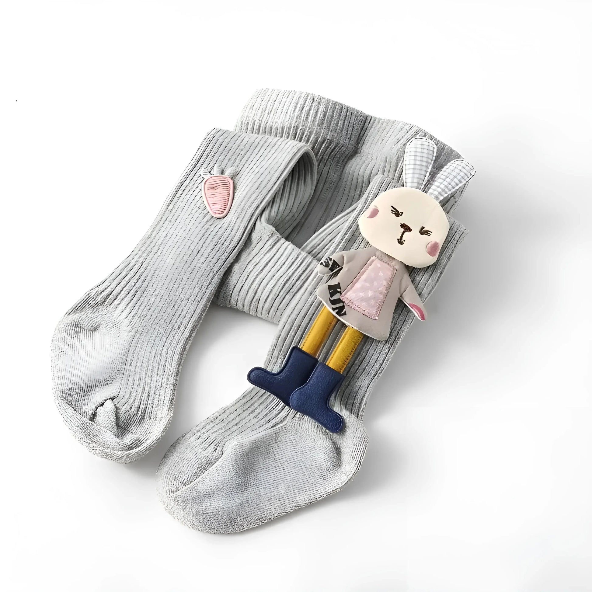 Grigio Collant per Bambini con Design di Coniglio