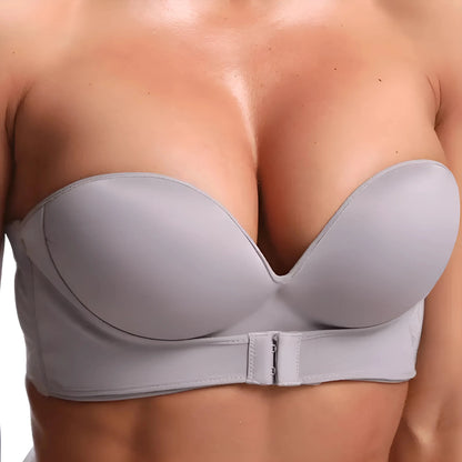 Grigio Reggiseno Push-Up con Chiusura Frontale