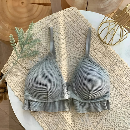 Grigio Bralette in pizzo con bordo a frange