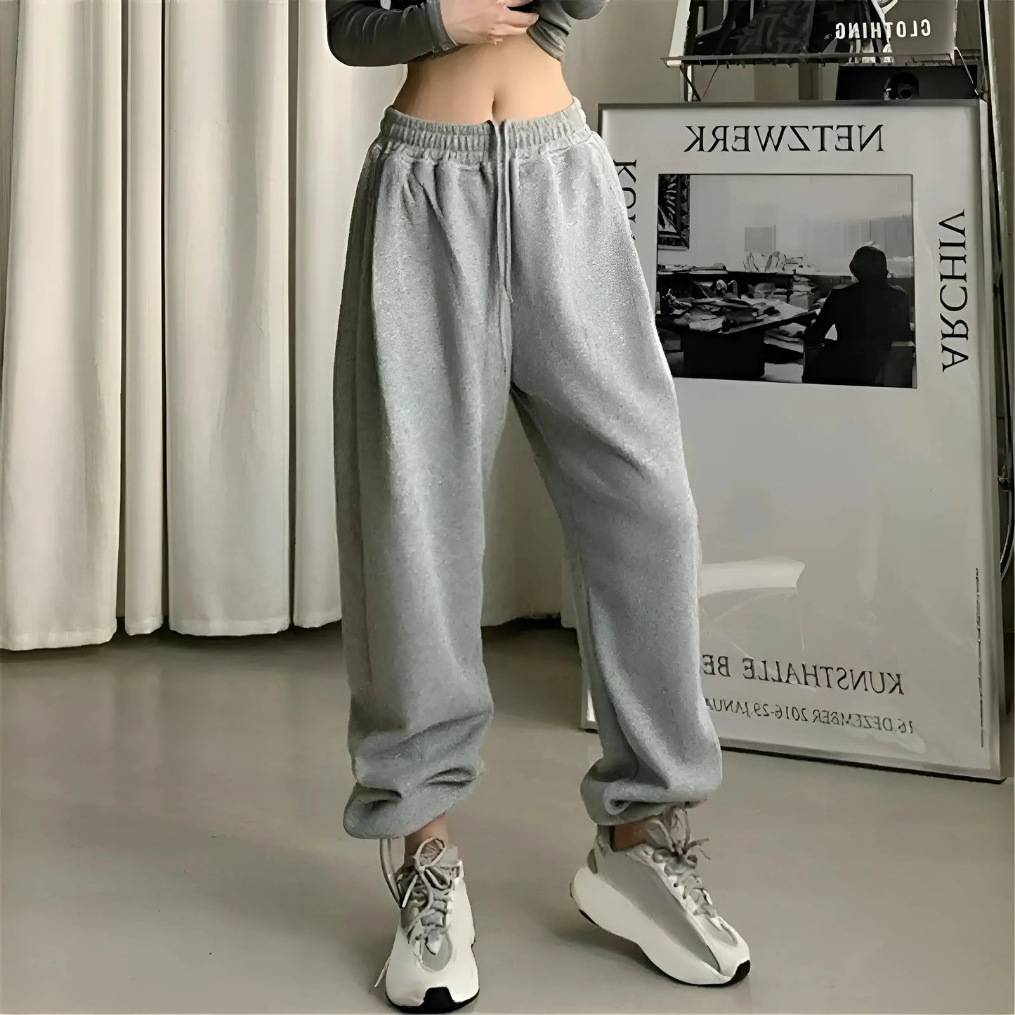 Grigio Pantaloni Sportivi Larghi