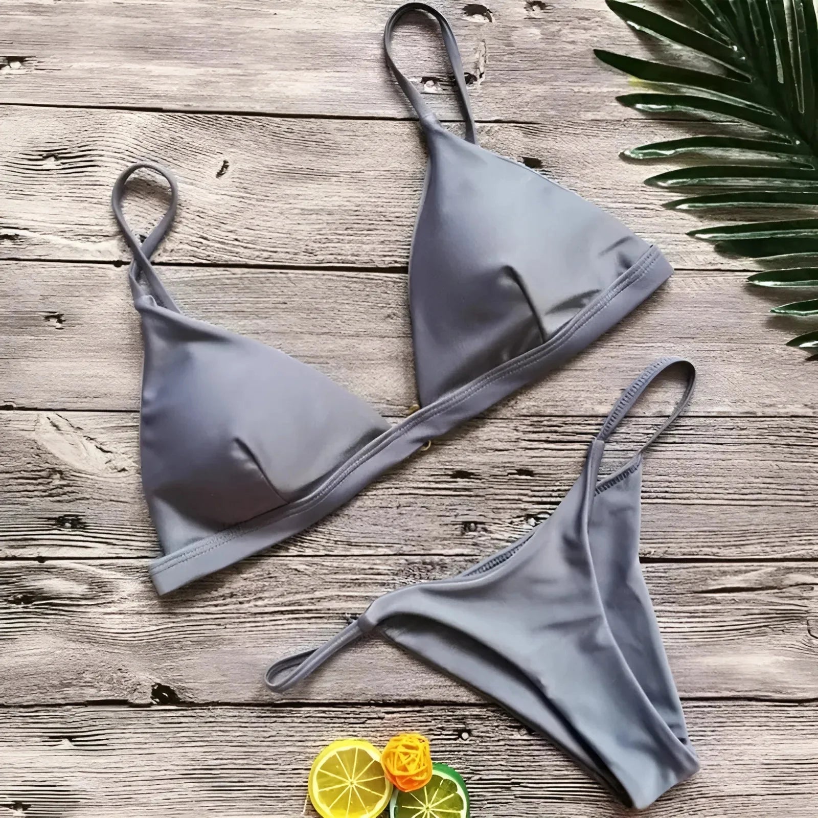 Grigio Set bikini a triangolo in due pezzi