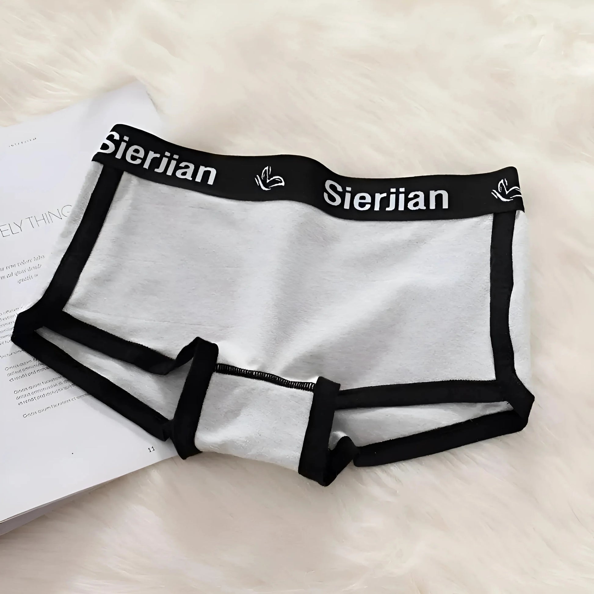 Grigio Boxer da donna con piping