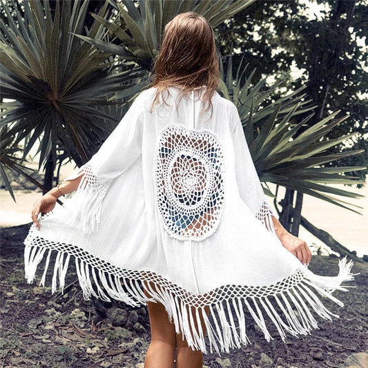 Kimono da spiaggia classico - bianco / universale