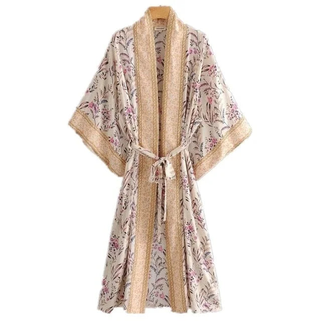 Kimono da spiaggia con dettagli - beige / universale