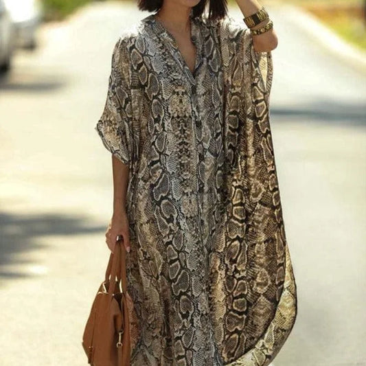 Kimono da spiaggia con stampa animalier - pelle di serpente / universale