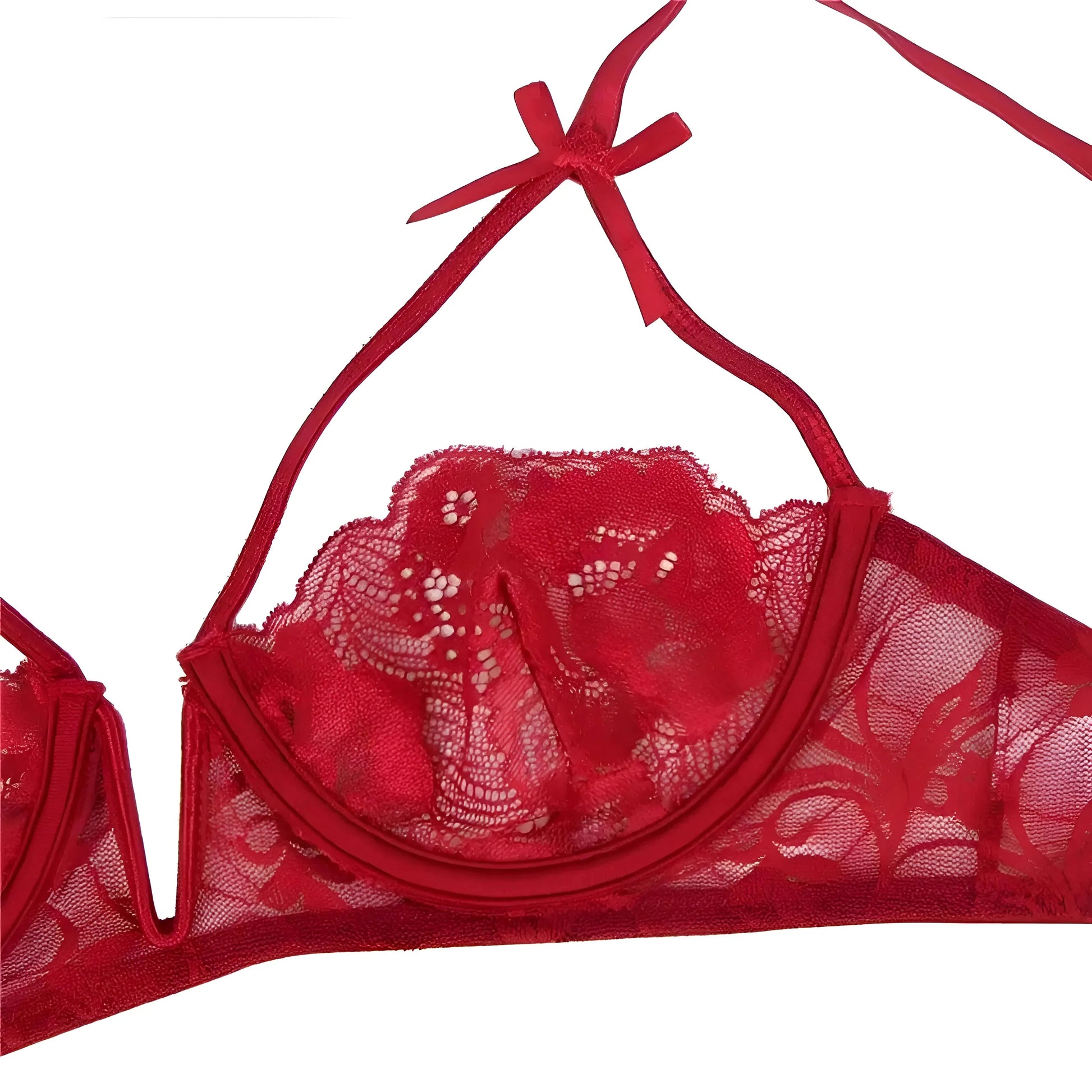  Set di Lingerie in Pizzo con Fiocchi Decorativi in Taglie Comode